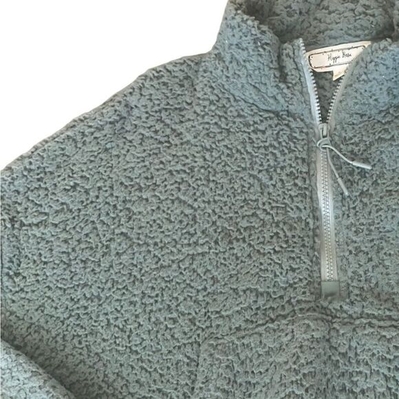 Hippie Rose 1/2 Zip Sherpa Cropped Sweatshirt. Size Large. - Picture 3 of 8
